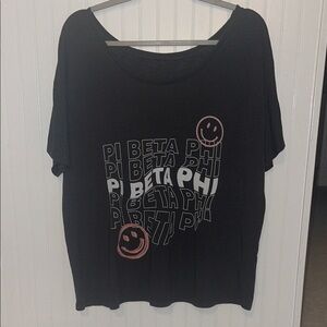 Pi Beta Phi Dark Gray Graphic T-Shirt with Smiley Faces